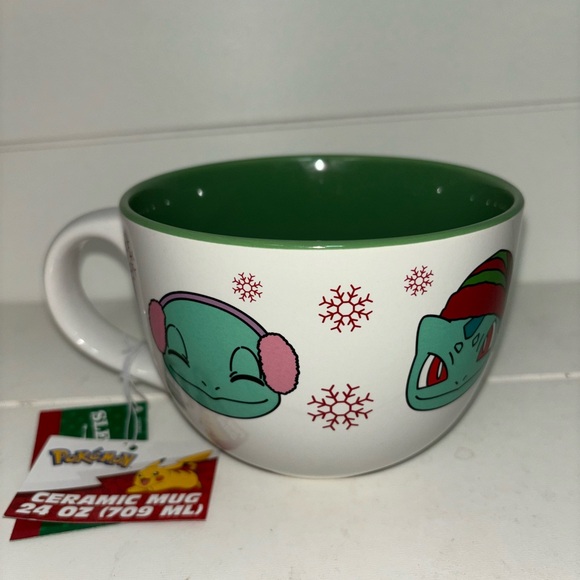24oz Christmas Pokemon Soup Mug Pikachu Charmander Bulbasaur Squirtle Novelties - Picture 1 of 11